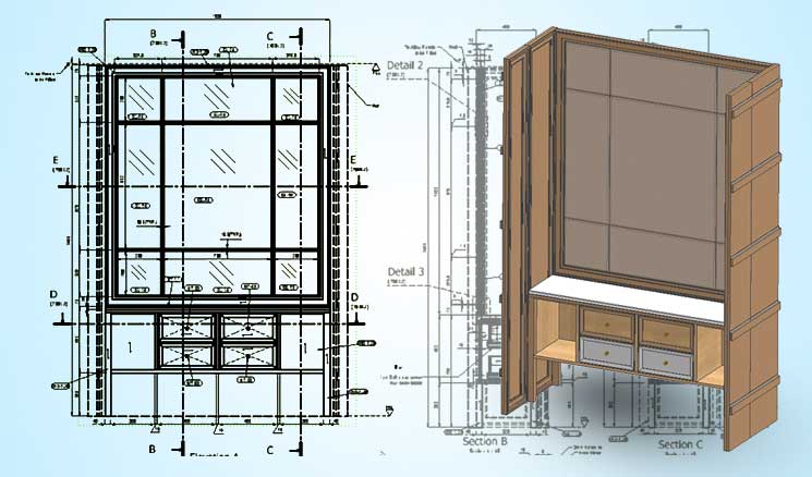Cabinet CAD Drafting for Residential Furniture